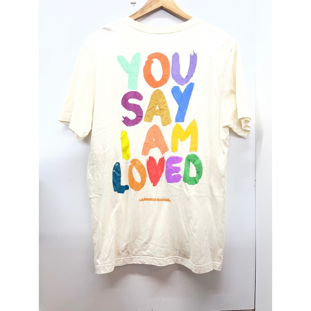 Lauren Daigle You Say I Am Loved Graphic T-Shirt Cream Large Christian Music Tee
